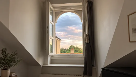 View through an arched window